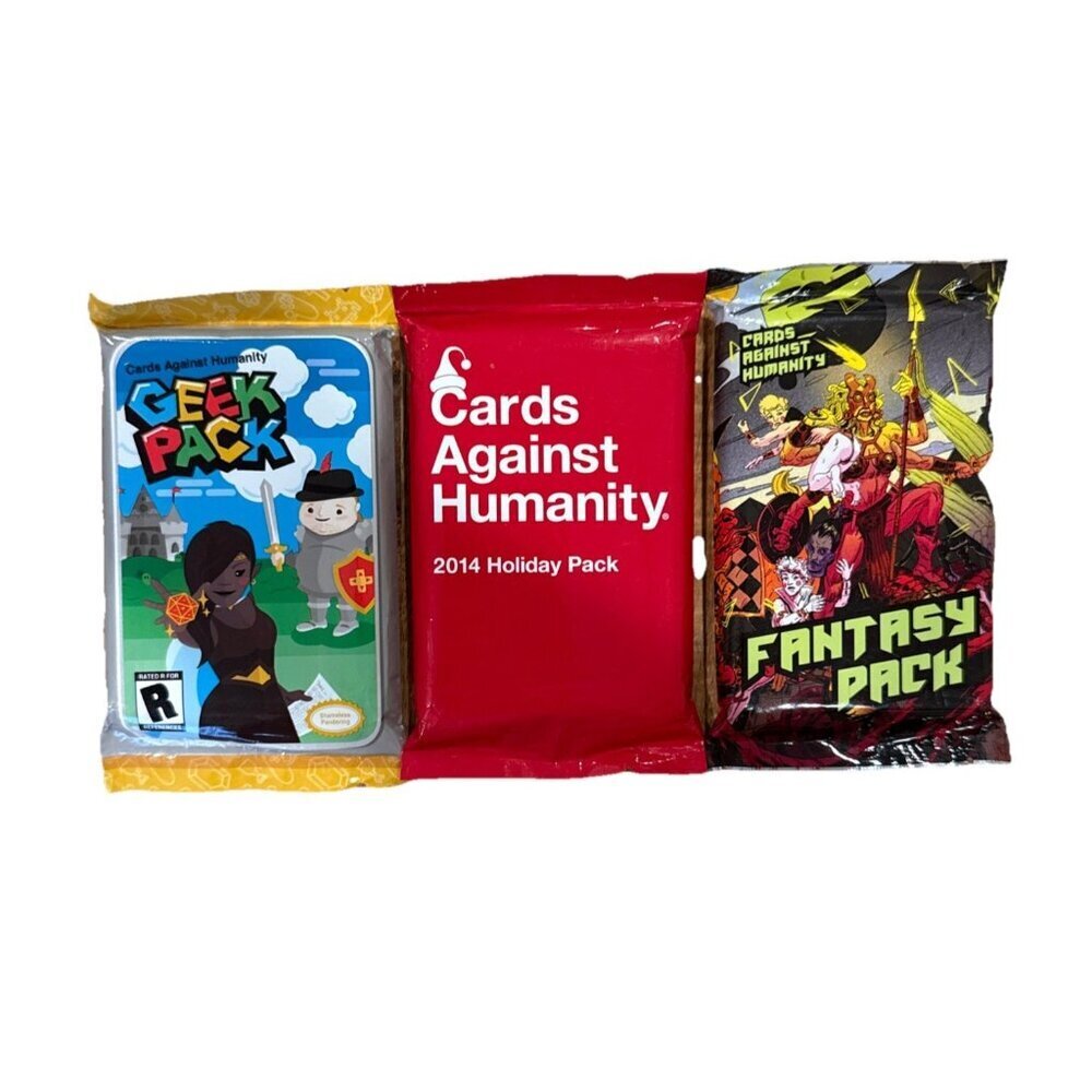 Cards Against Humanity Expansion New Sealed Lot Of 3 Holiday 2014, Geek Fantasy
